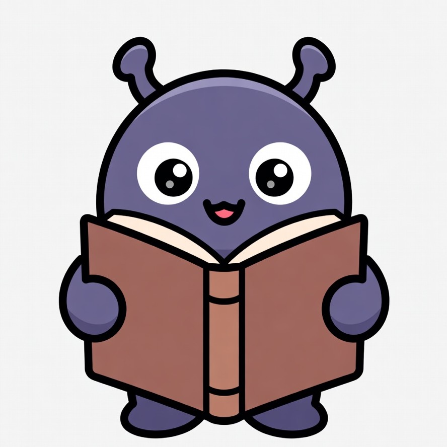 Colorful character reads a book Colorful character reads a book