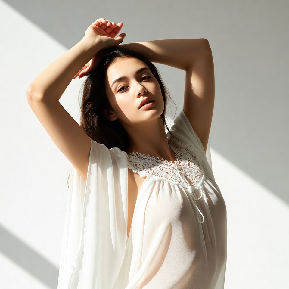 Young woman posing in sunlight Young woman posing in sunlight