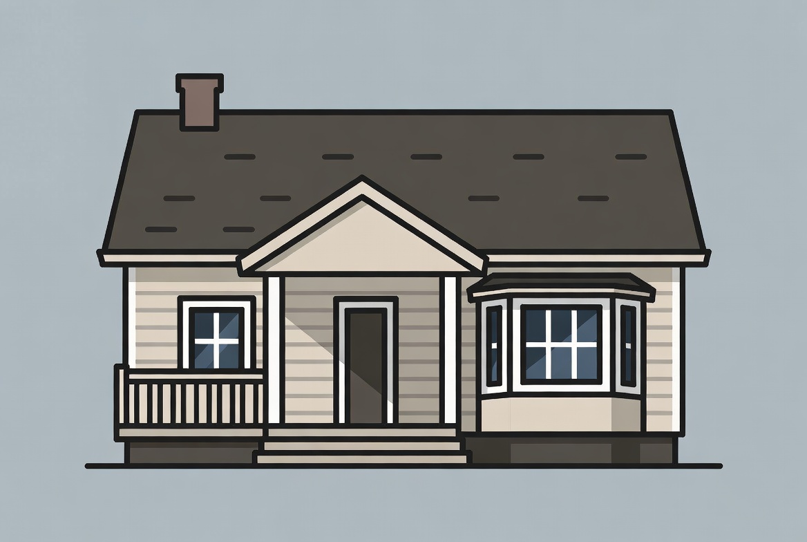 Simple house with porch and windows Simple house with porch and windows