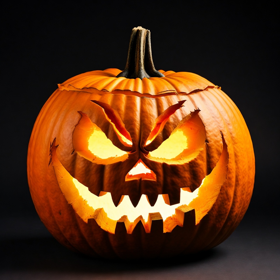 Halloween pumpkin with carved face Halloween pumpkin with carved face