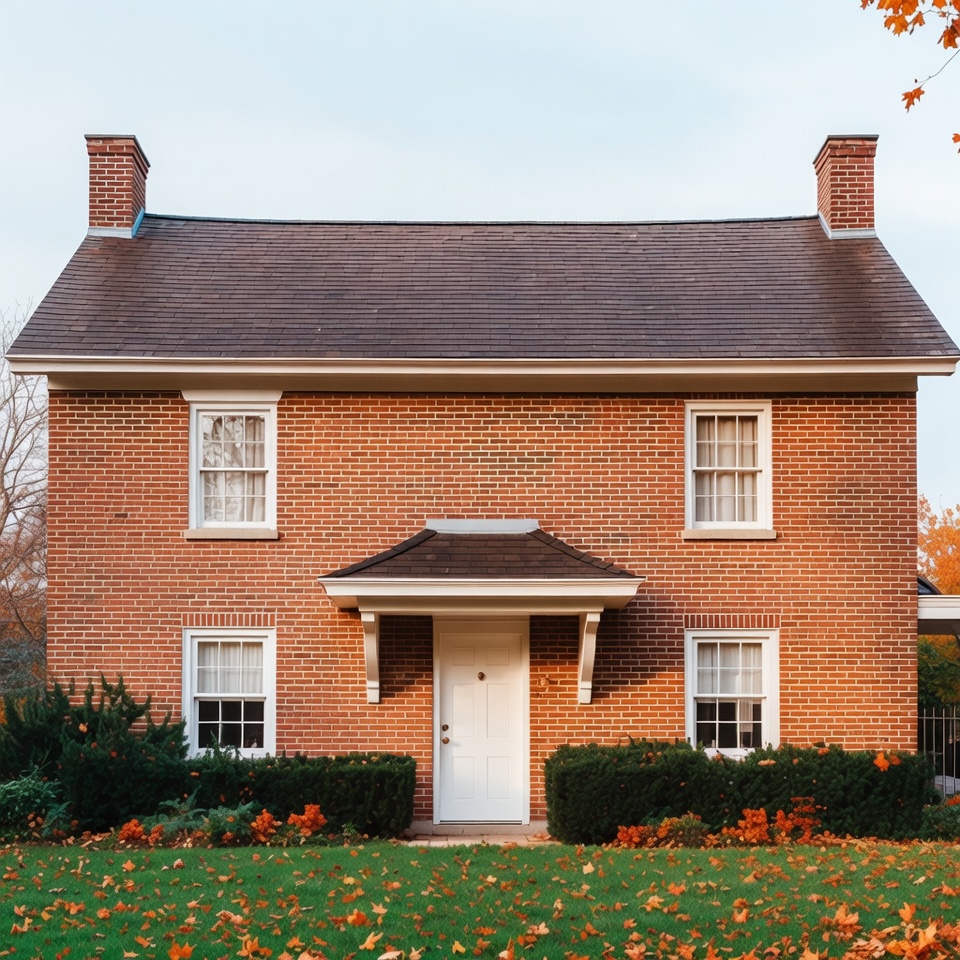 Brick house in autumn setting Brick house in autumn setting