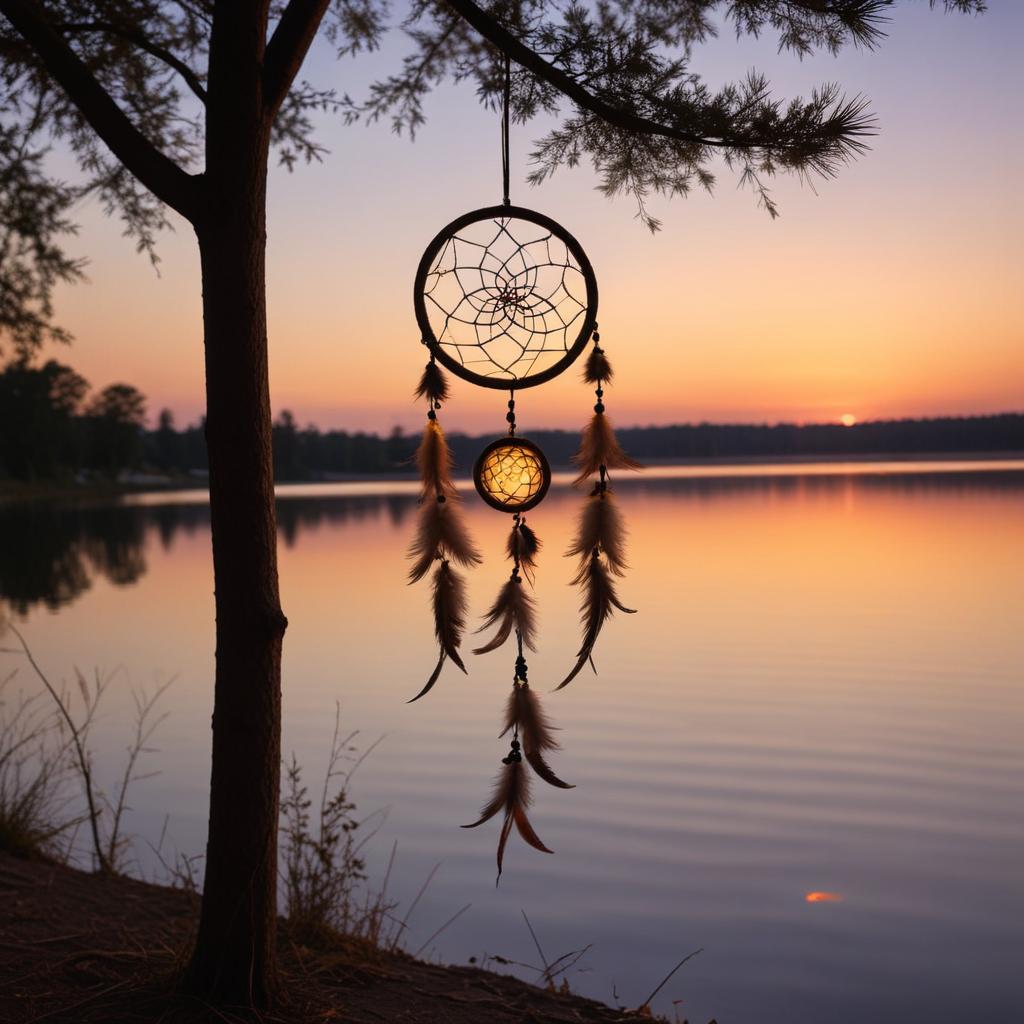 Dreamcatcher at sunset by the lake Dreamcatcher at sunset by the lake