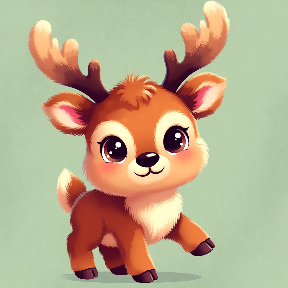 Cute cartoon deer with big eyes Cute cartoon deer with big eyes