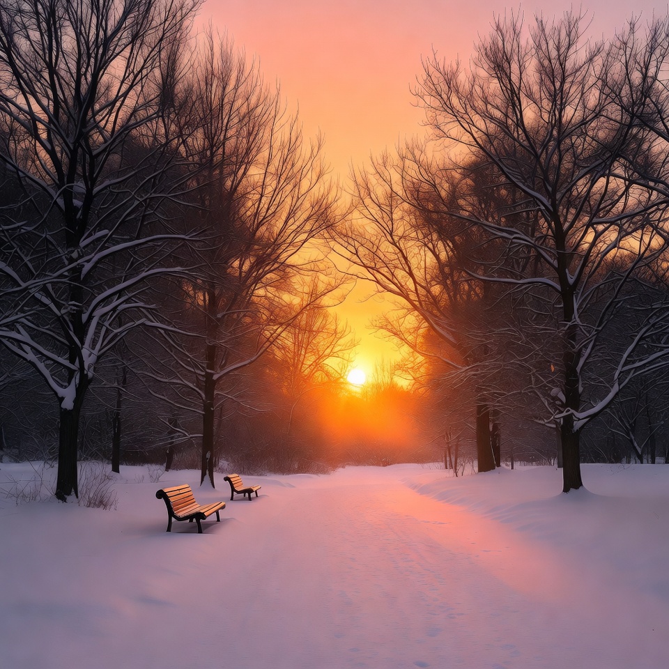 Winter sunset in the park Winter sunset in the park