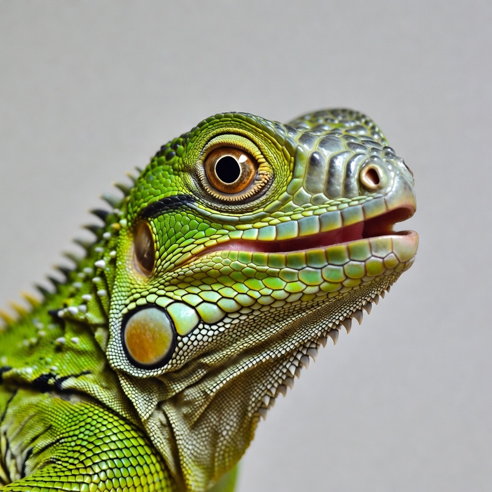 Green lizard portrait in detail Green lizard portrait in detail