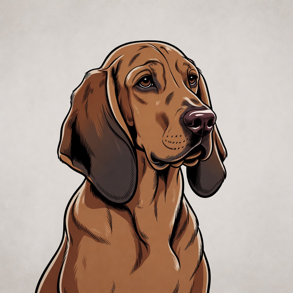 Dog with long ears looking forward Dog with long ears looking forward