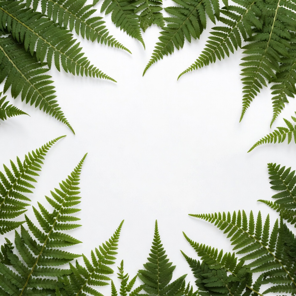 Ferns arranged on white background Ferns arranged on white background