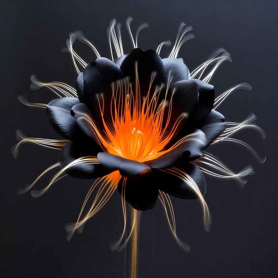 Black flower with bright center Black flower with bright center