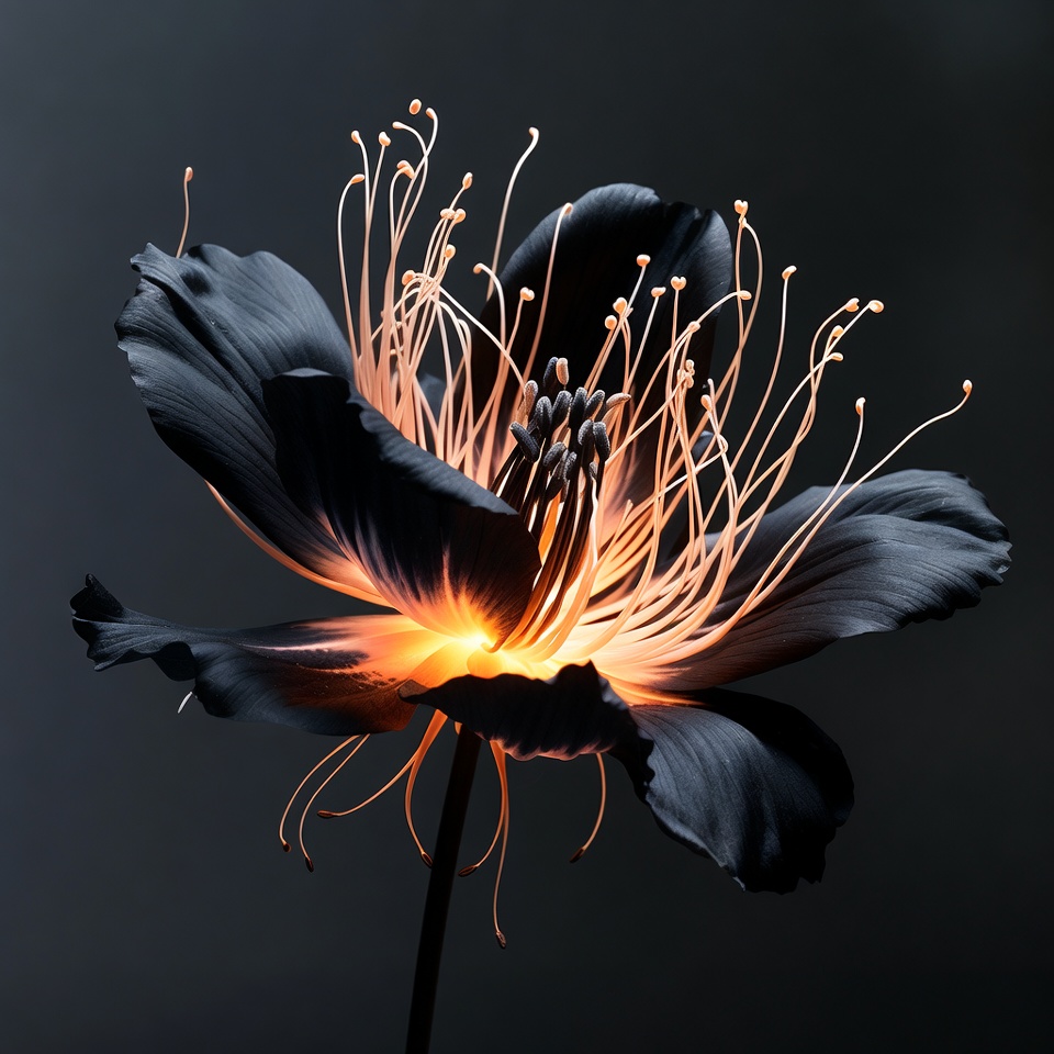 Flower with glowing details at night Flower with glowing details at night