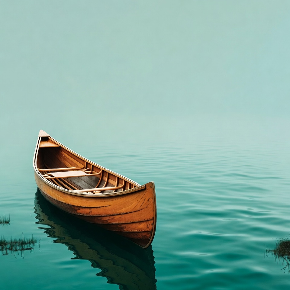 Wooden boat on calm water Wooden boat on calm water
