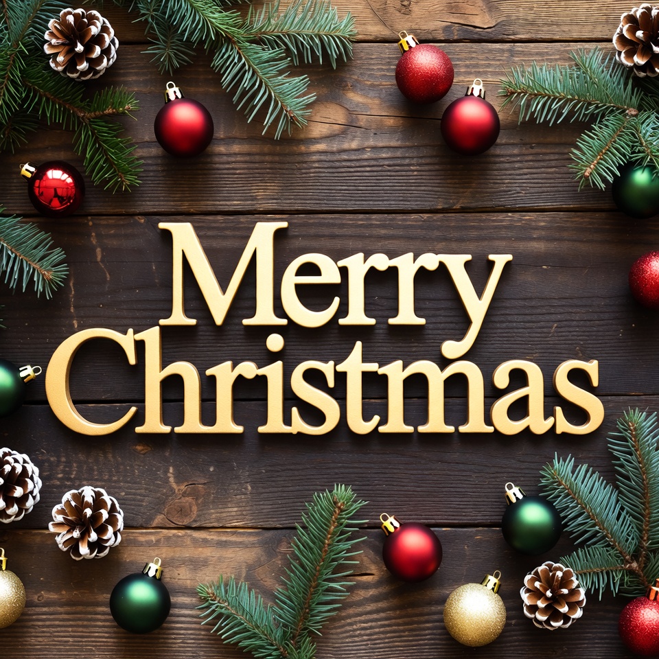 Merry christmas decorations on wood Merry christmas decorations on wood