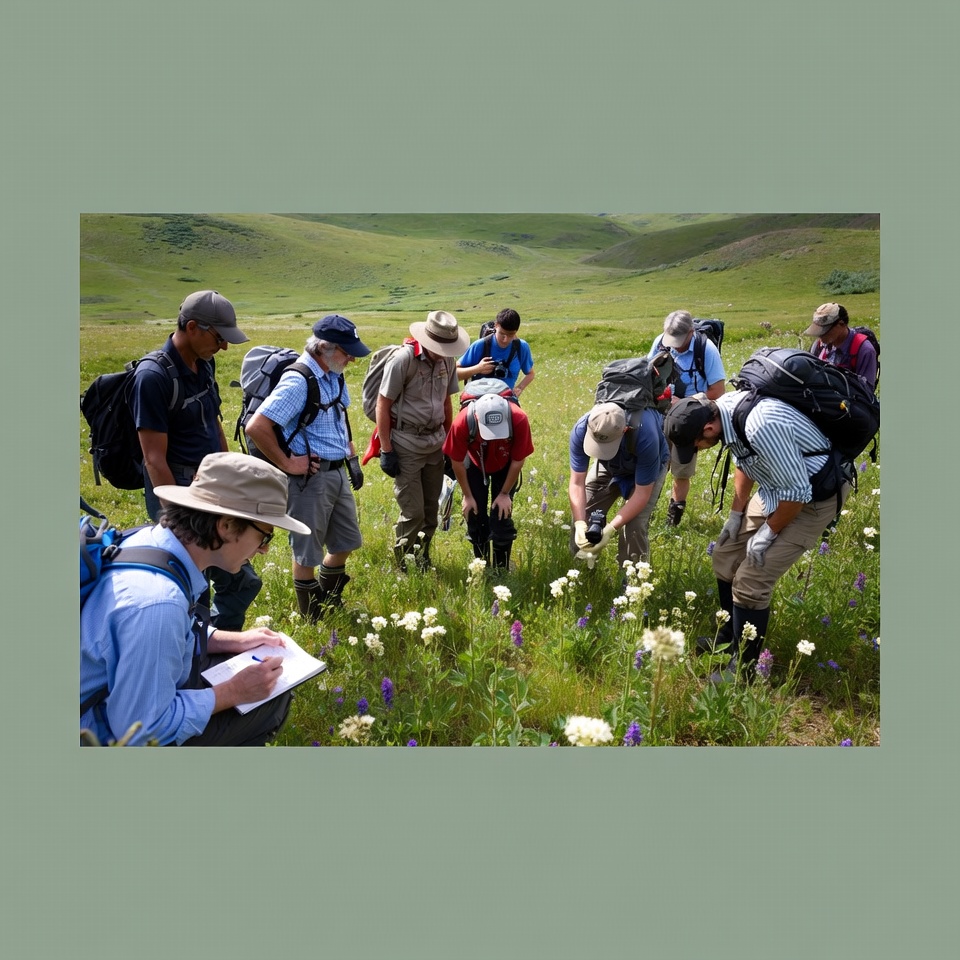 Group studies plants in grassland Group studies plants in grassland