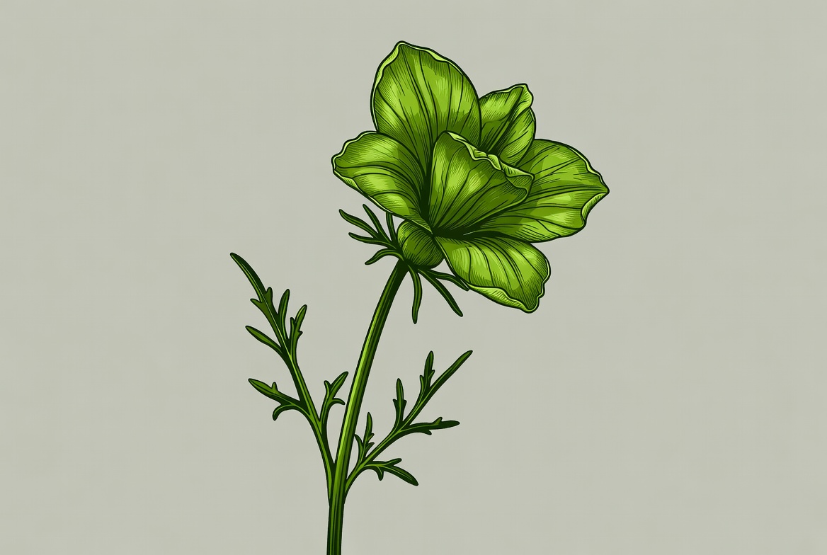 Flower with green petals and leaves Flower with green petals and leaves