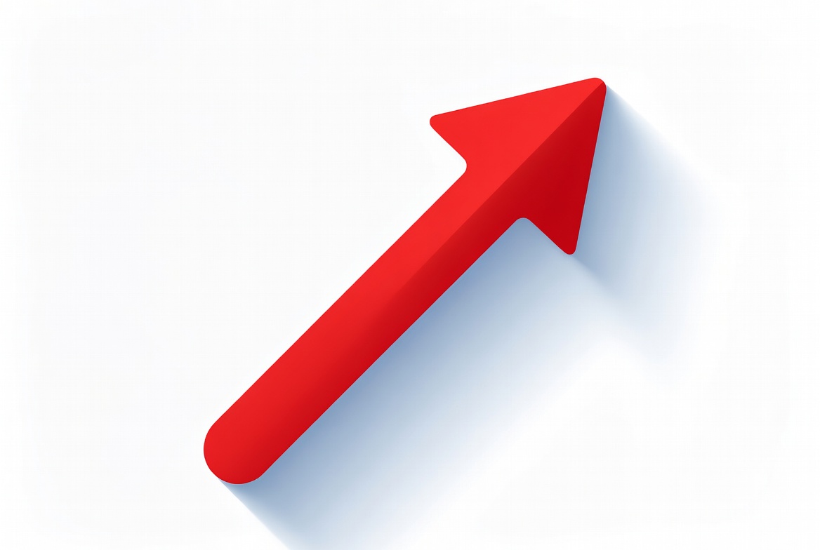 Red arrow pointing upward on white background Red arrow pointing upward on white background
