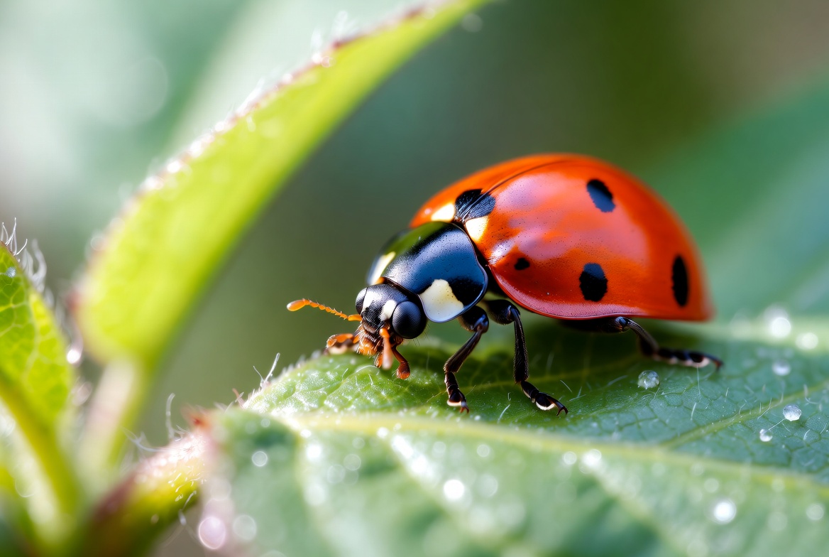 Ladybug on a leaf in nature Ladybug on a leaf in nature