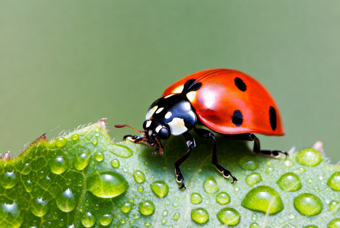 Ladybug on a wet leaf Ladybug on a wet leaf