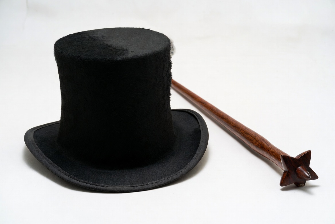 Magic hat and wand on display Magic hat and wand on display