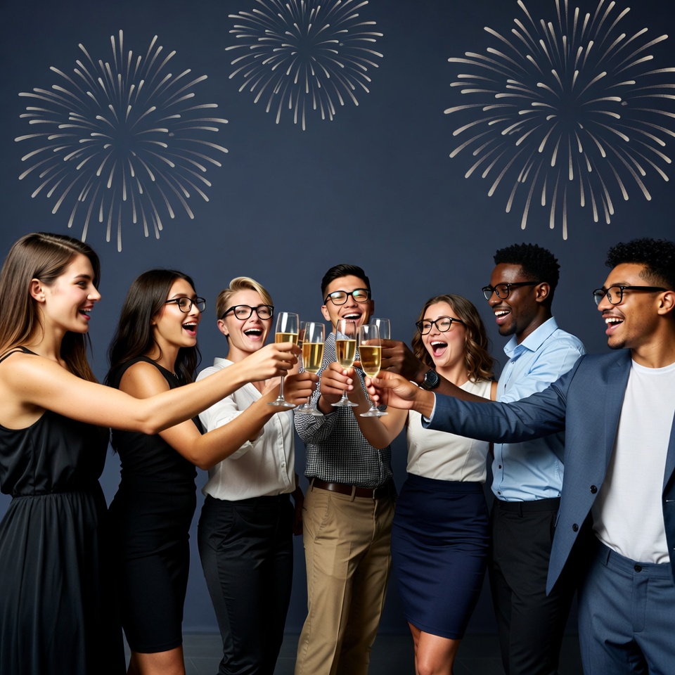 Friends celebrate with drinks at party Friends celebrate with drinks at party