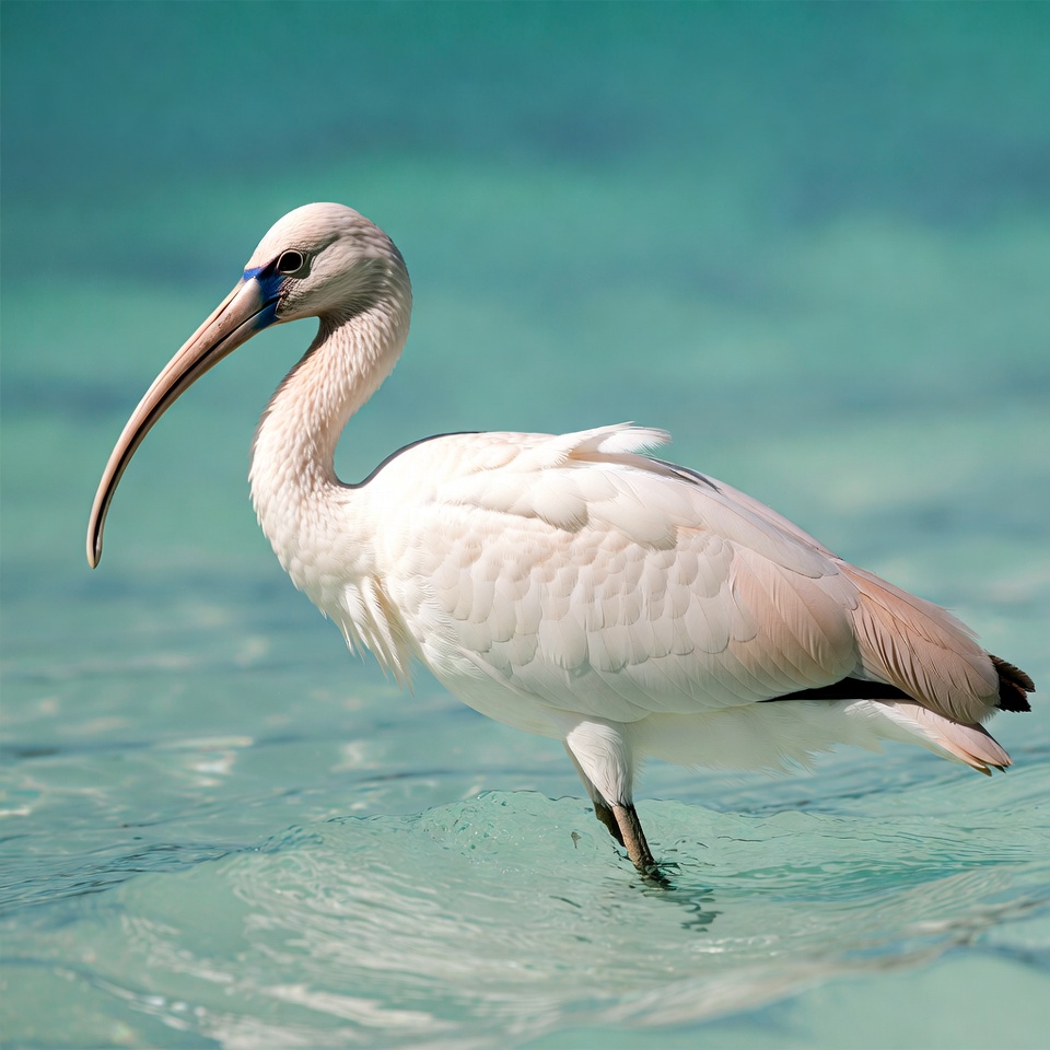 White bird stands in clear water White bird stands in clear water