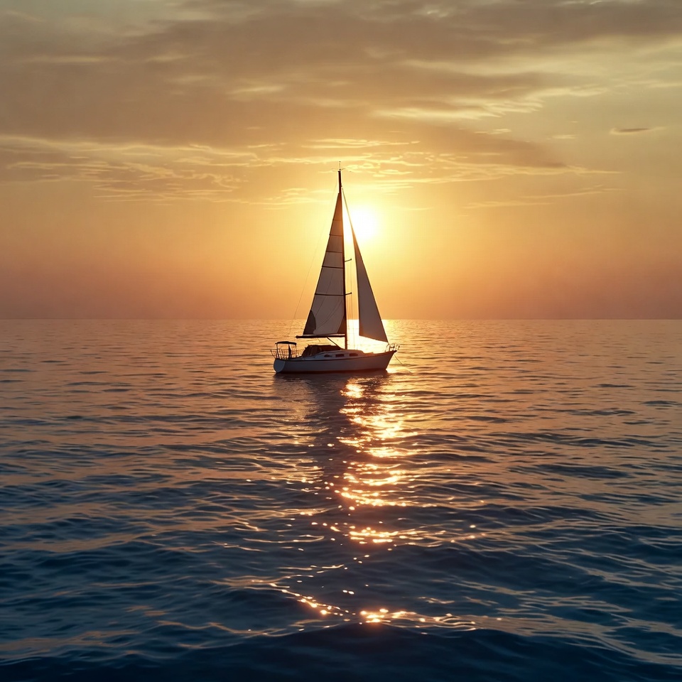 Sailboat on water at sunset Sailboat on water at sunset