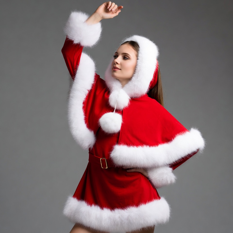 Woman in red festive outfit Woman in red festive outfit