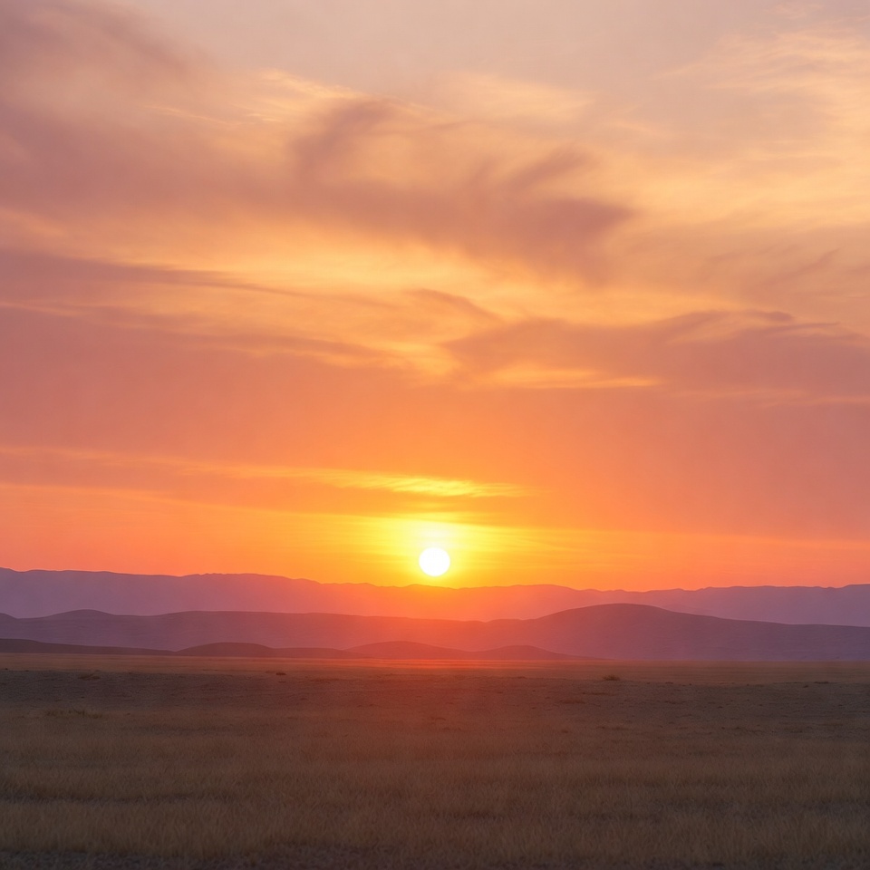 Sunset over rolling hills at dusk Sunset over rolling hills at dusk