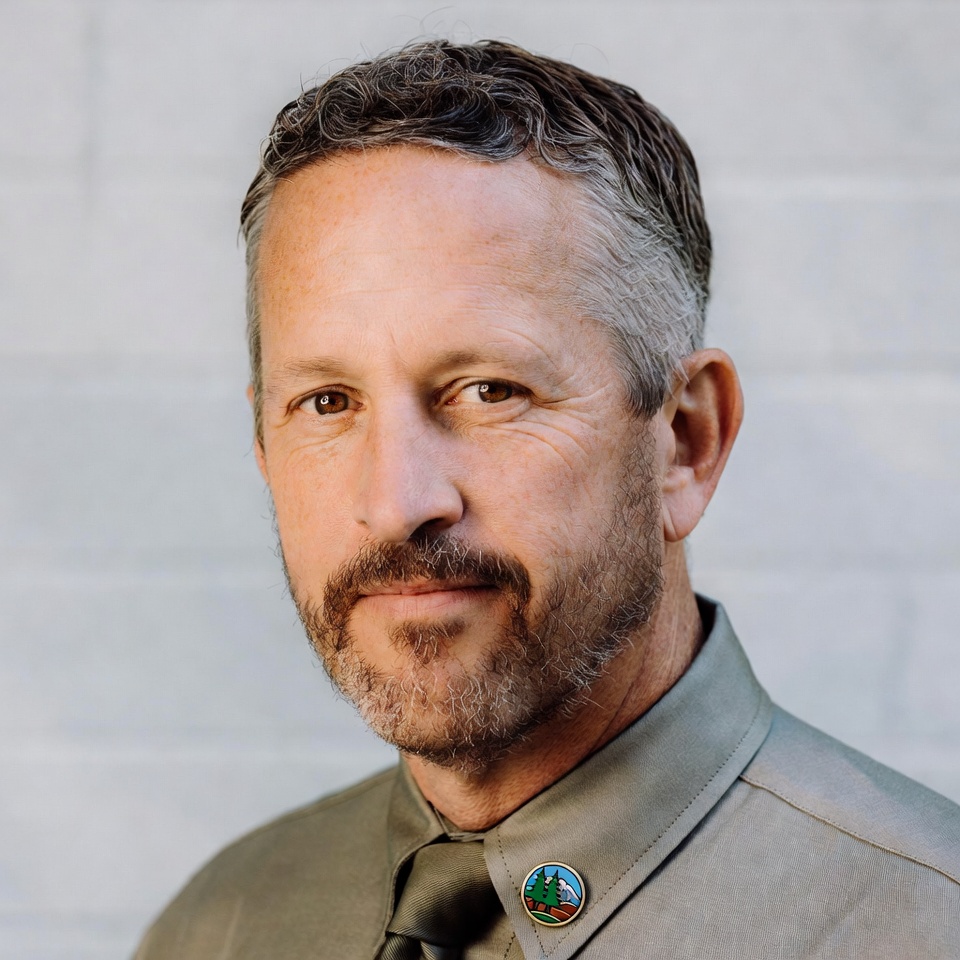 Park ranger portrait in uniform outdoors Park ranger portrait in uniform outdoors