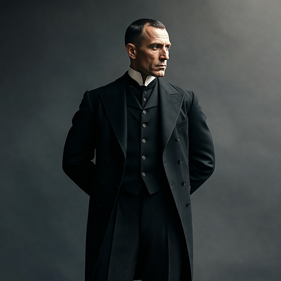 Elegant man in formal attire stands confidently Elegant man in formal attire stands confidently