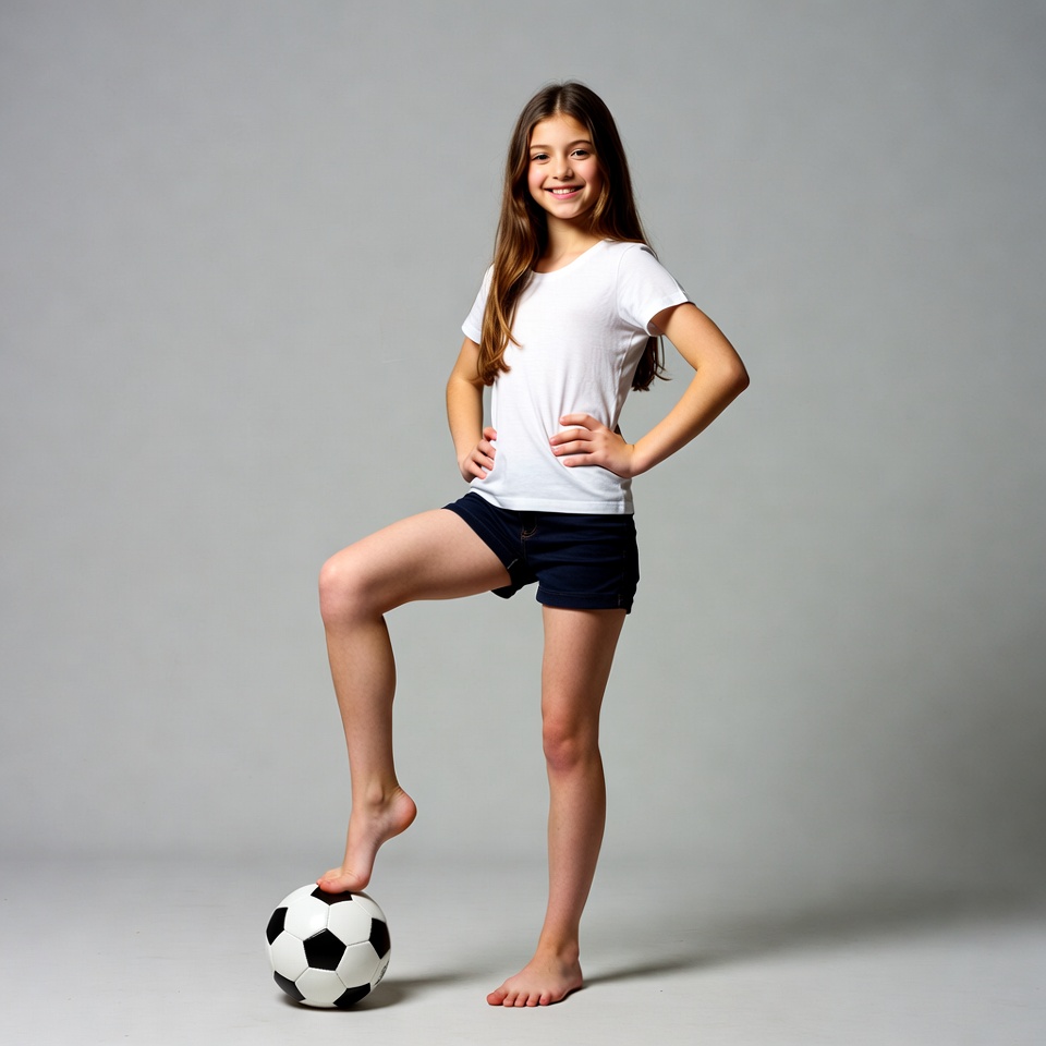 Young girl posing with soccer ball Young girl posing with soccer ball