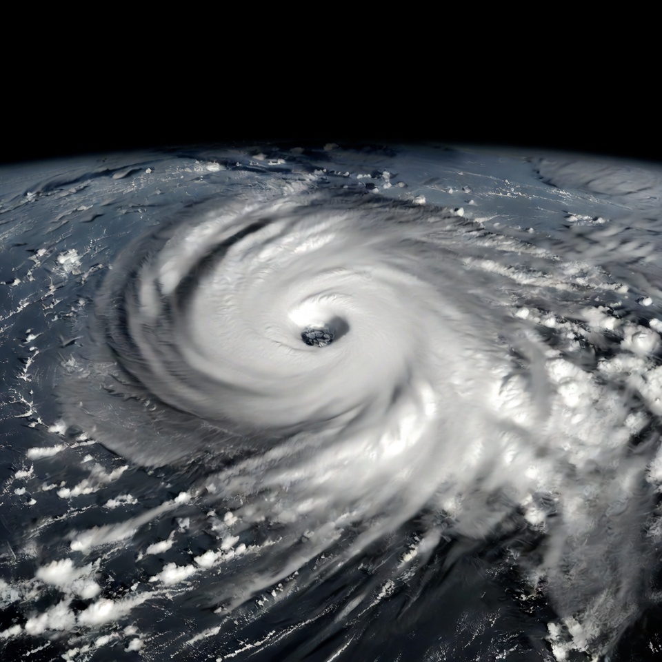 Powerful hurricane swirling over ocean Powerful hurricane swirling over ocean