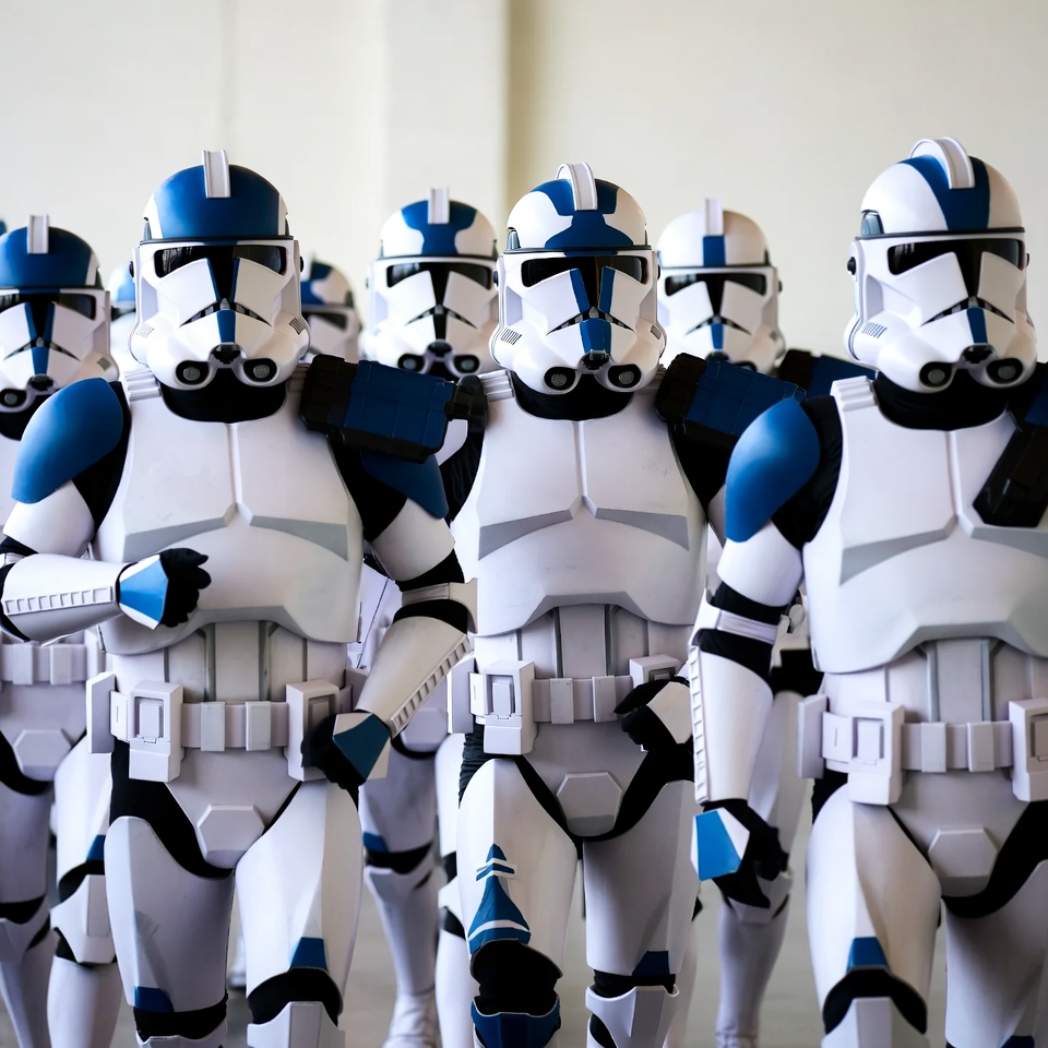 Troopers march in formation during event Troopers march in formation during event