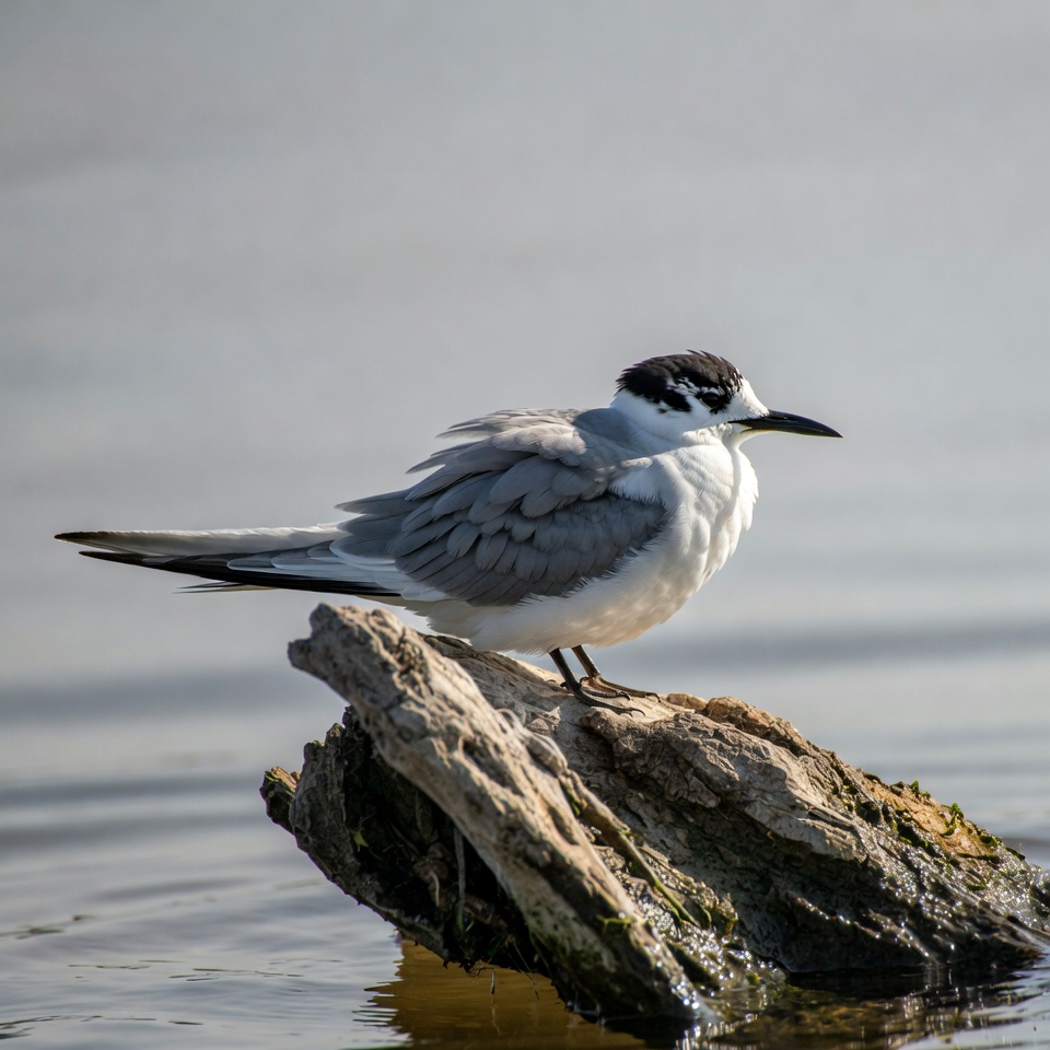 Bird standing on driftwood near water Bird standing on driftwood near water