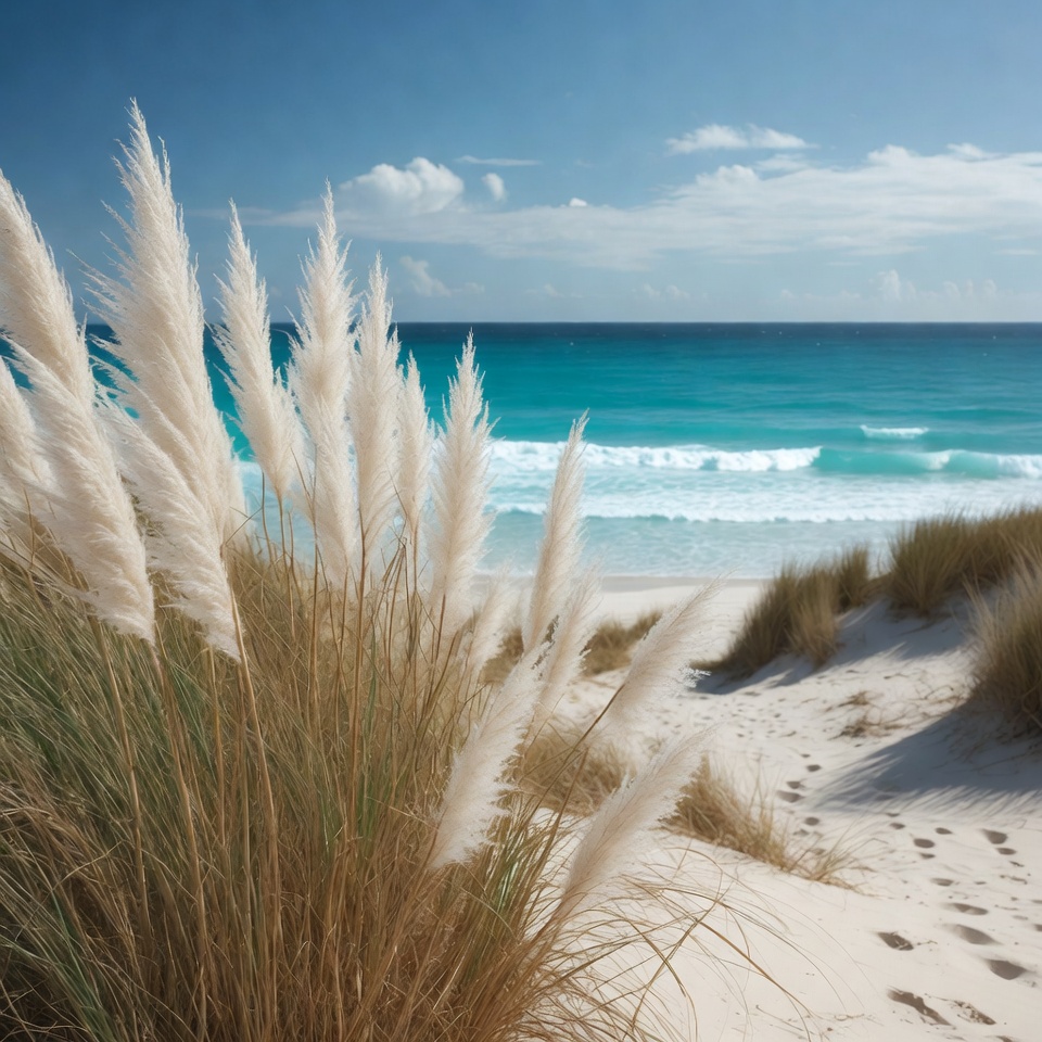 Waves meet grass at the beach Waves meet grass at the beach