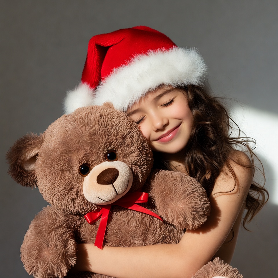 Child with teddy bear at christmas Child with teddy bear at christmas