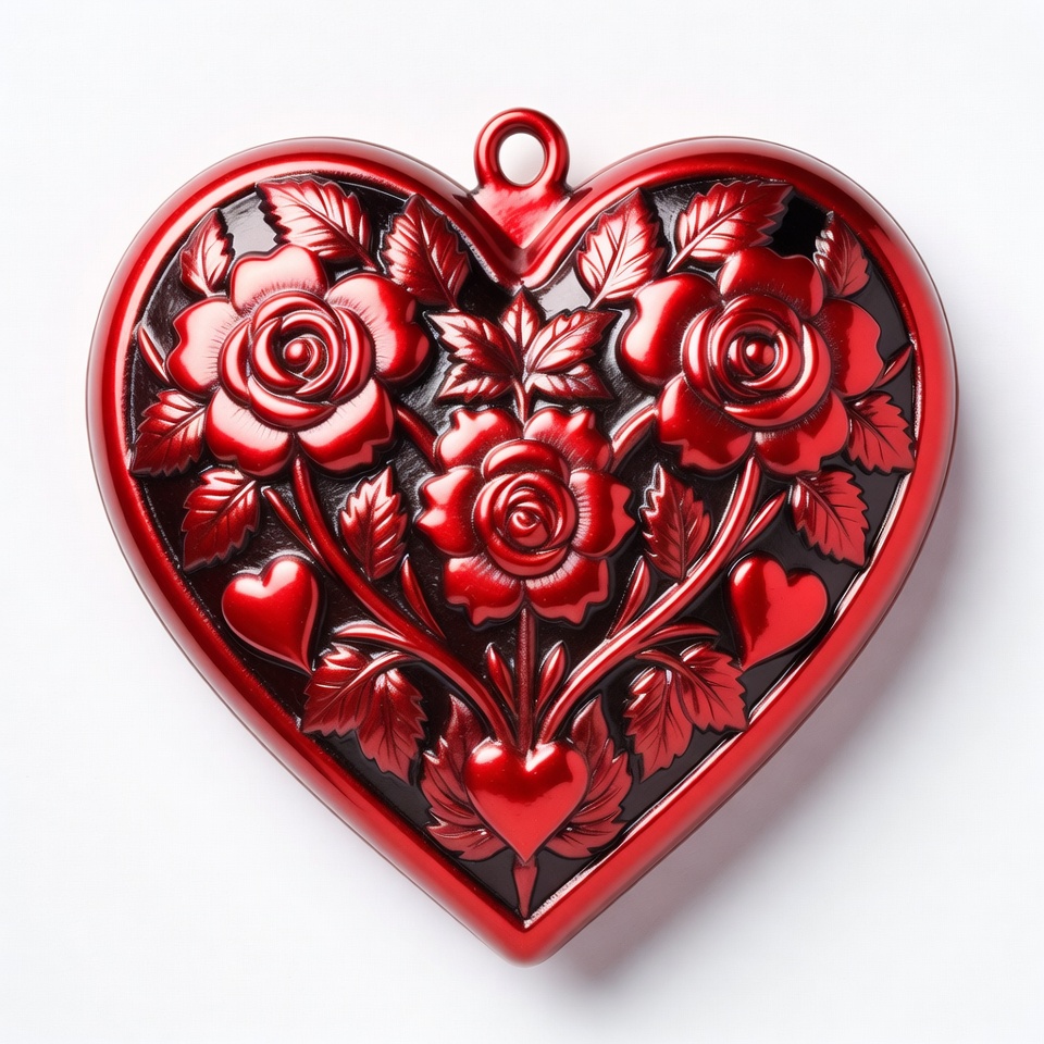 Red heart with rose design Red heart with rose design