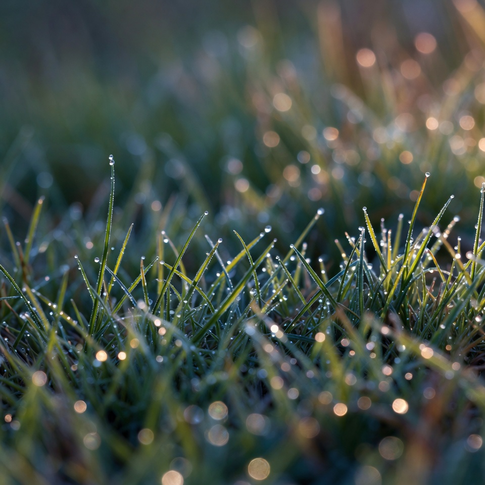 Morning dew on grass blades Morning dew on grass blades
