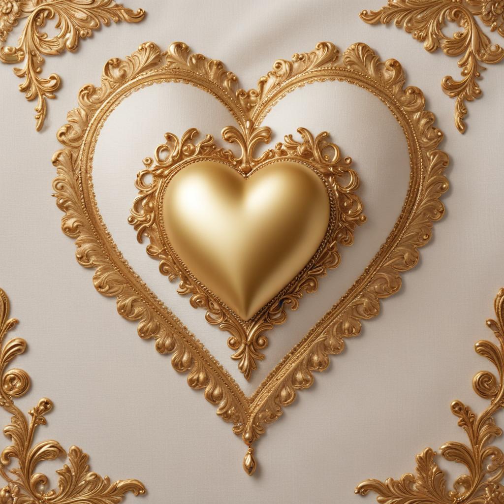 Gold heart design on wall Gold heart design on wall