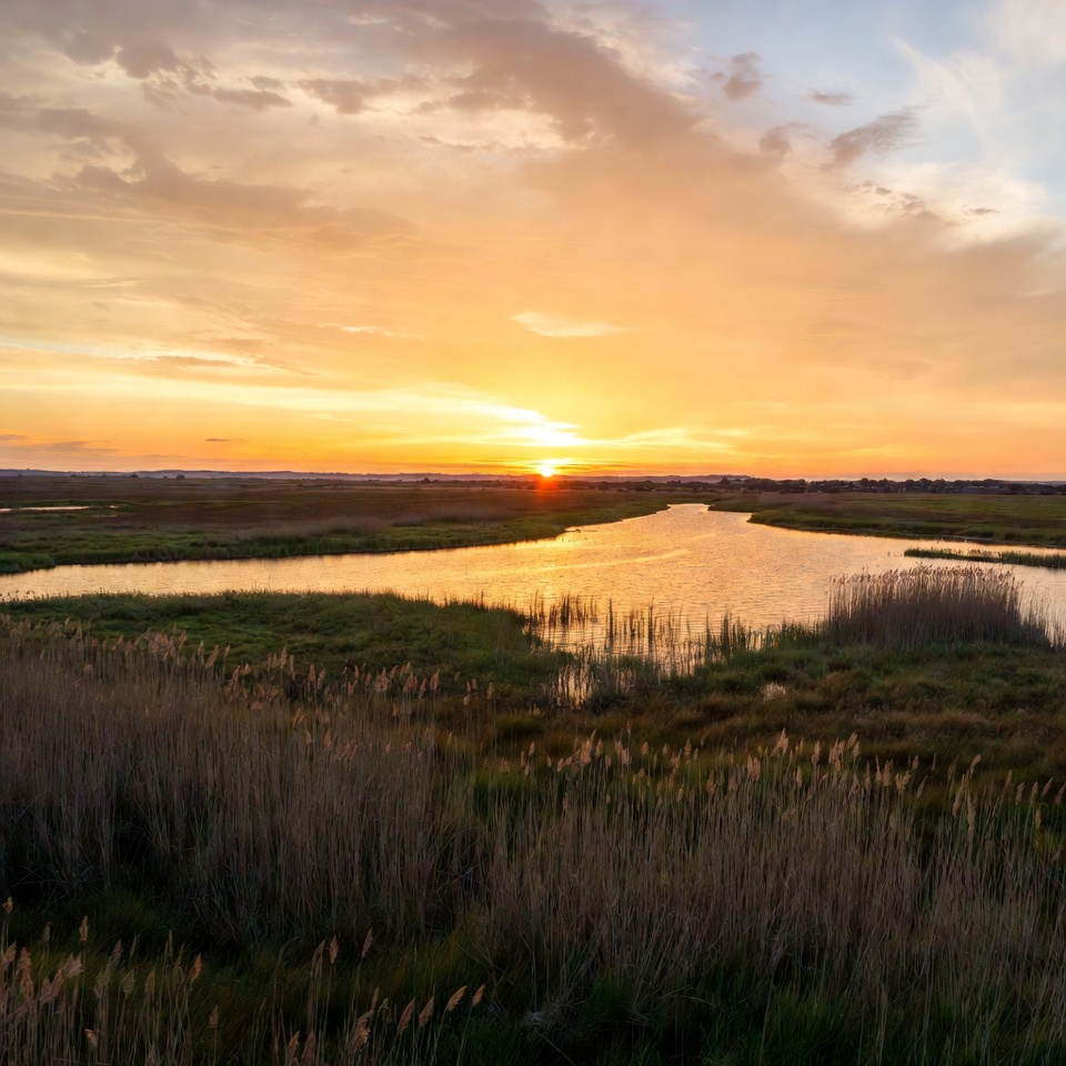 Sunset over the marshland Sunset over the marshland