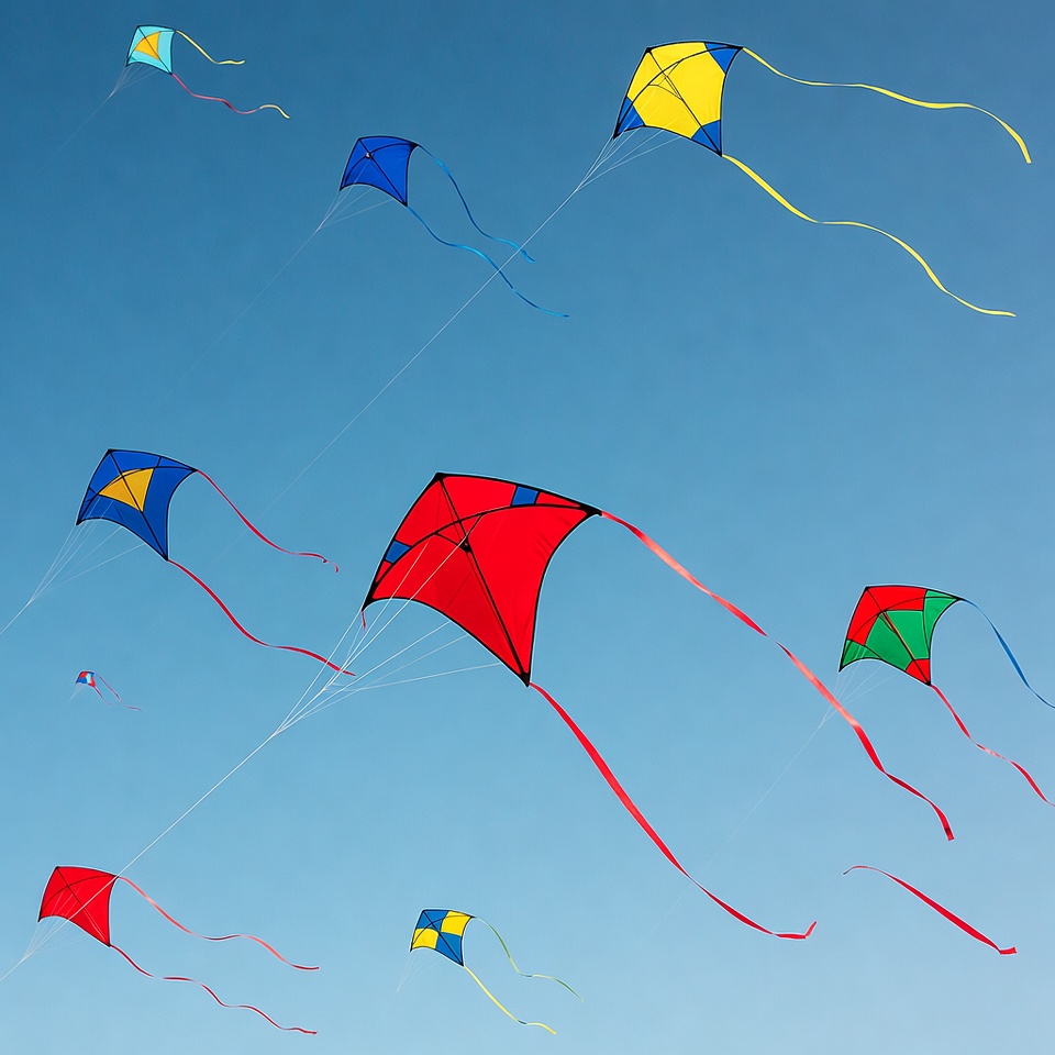 Kites flying in the clear sky Kites flying in the clear sky