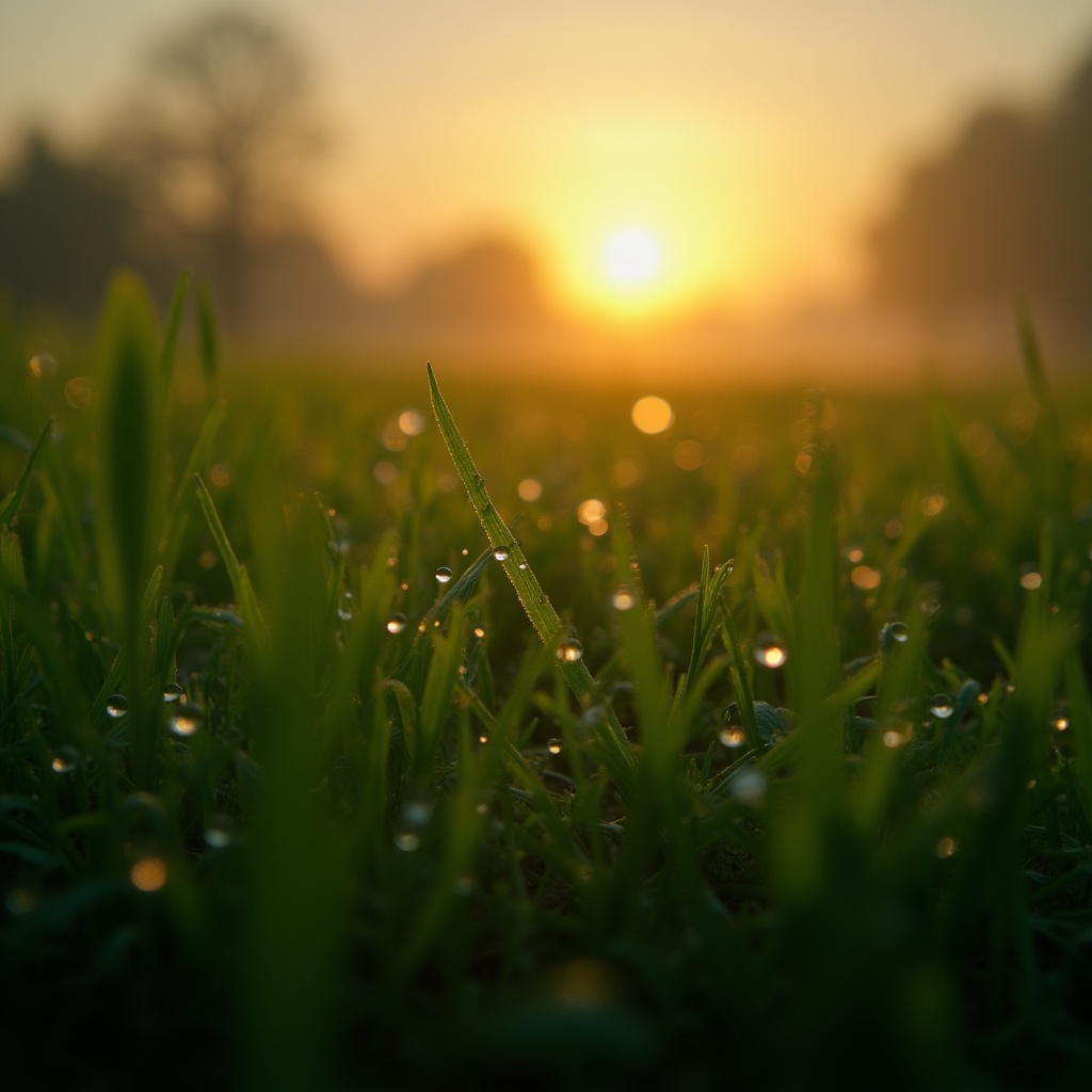 Morning light shines on grass Morning light shines on grass