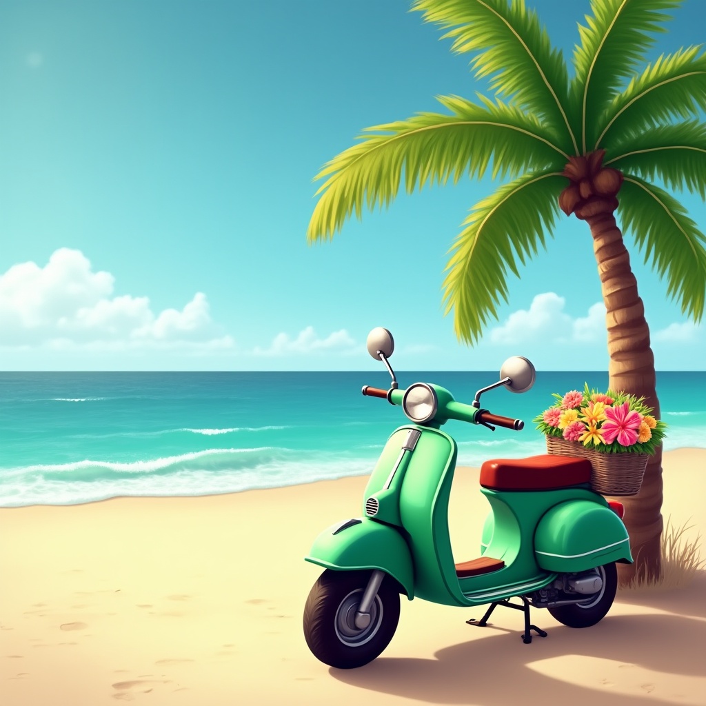 Scooter parked by the beach Scooter parked by the beach