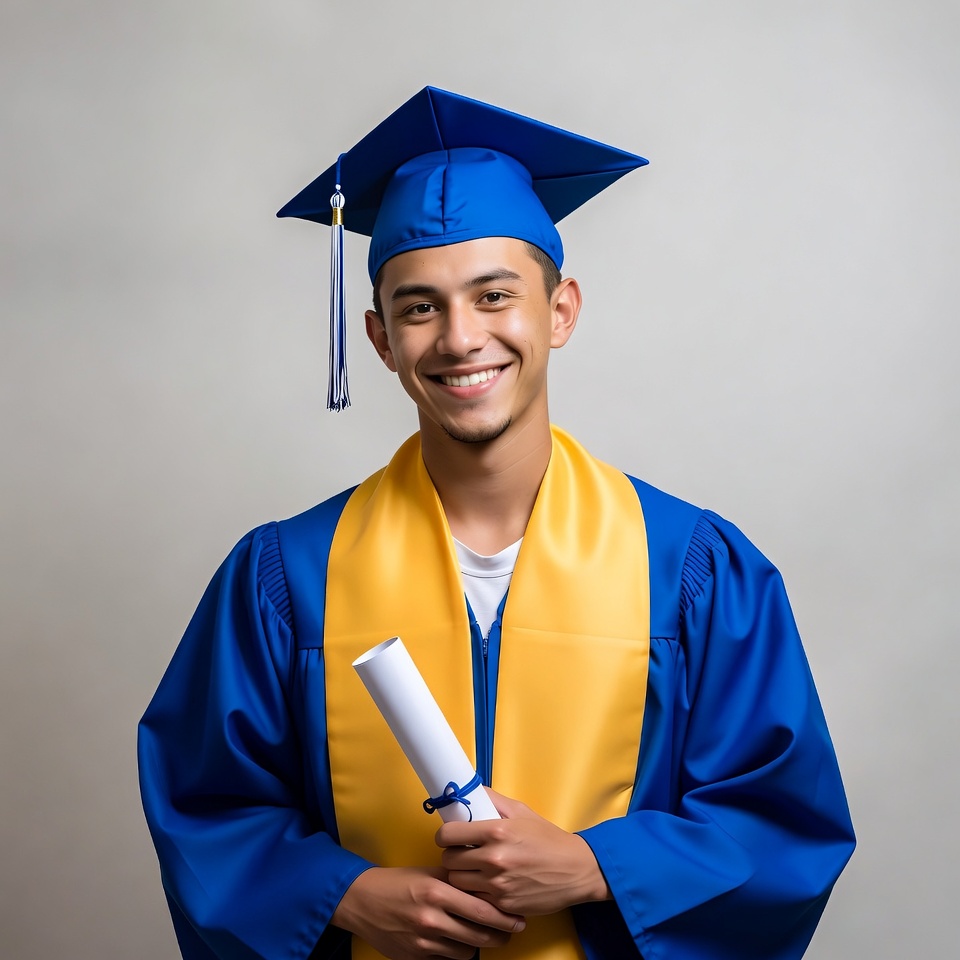 Graduate smiling with diploma in hand Graduate smiling with diploma in hand