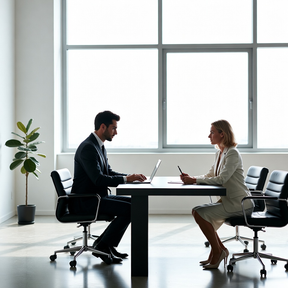 Business meeting in office space Business meeting in office space