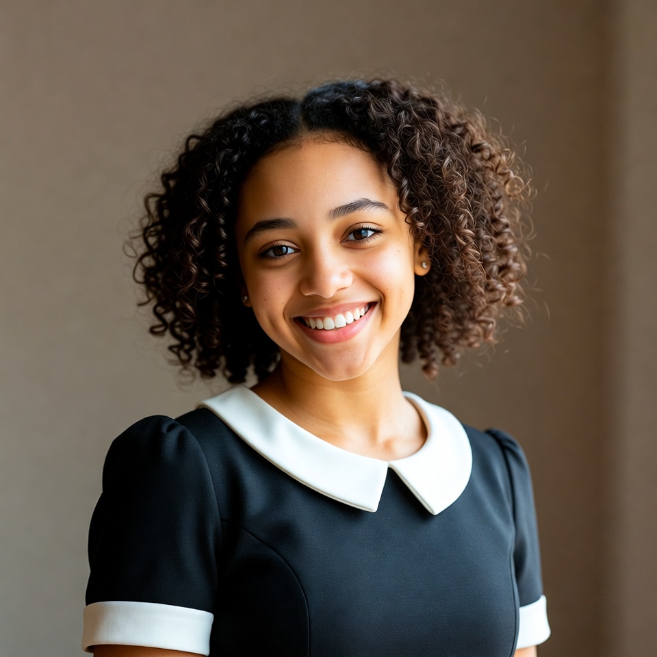 Smiling girl in black dress Smiling girl in black dress