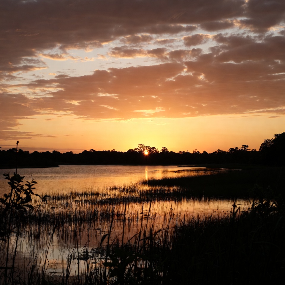 Sunset over a quiet lake Sunset over a quiet lake