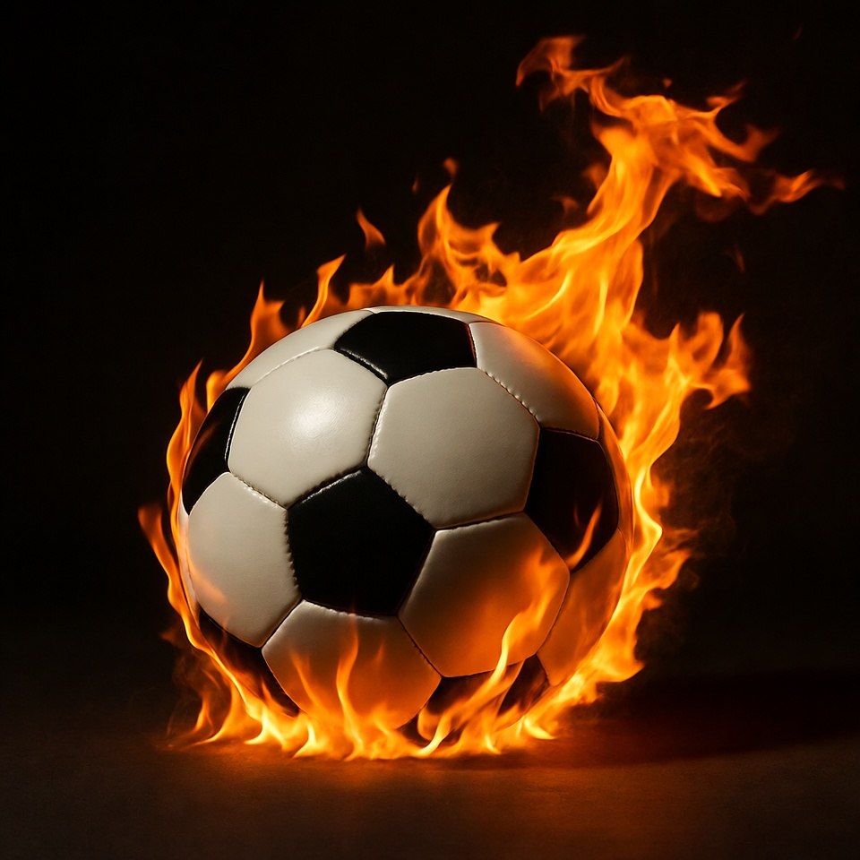 Soccer ball surrounded by flames Soccer ball surrounded by flames