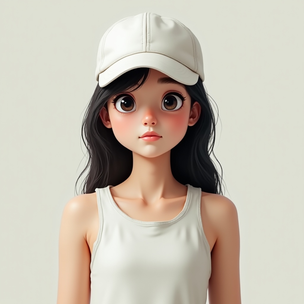 Young woman in white cap and tank top Young woman in white cap and tank top