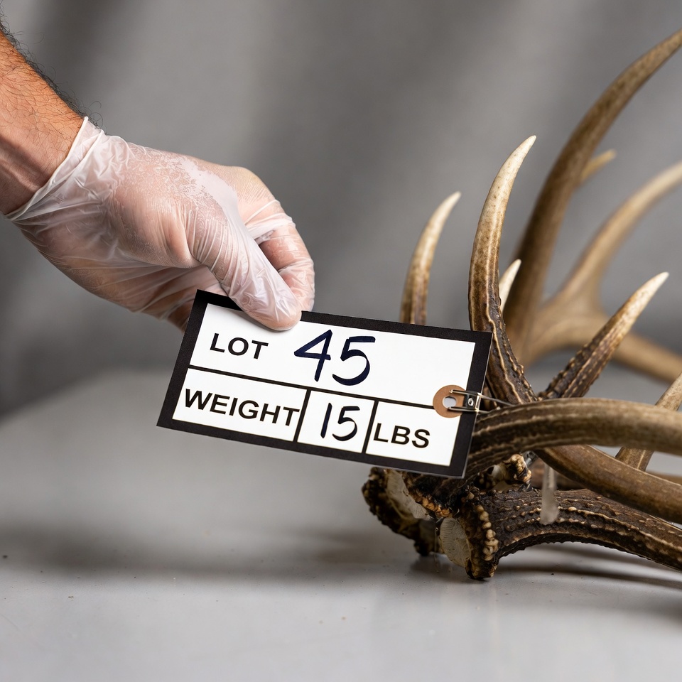 Antler display at auction event Antler display at auction event