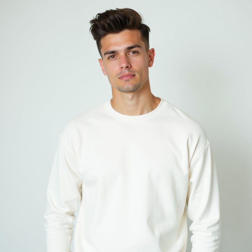 Man in white shirt poses for portrait Man in white shirt poses for portrait