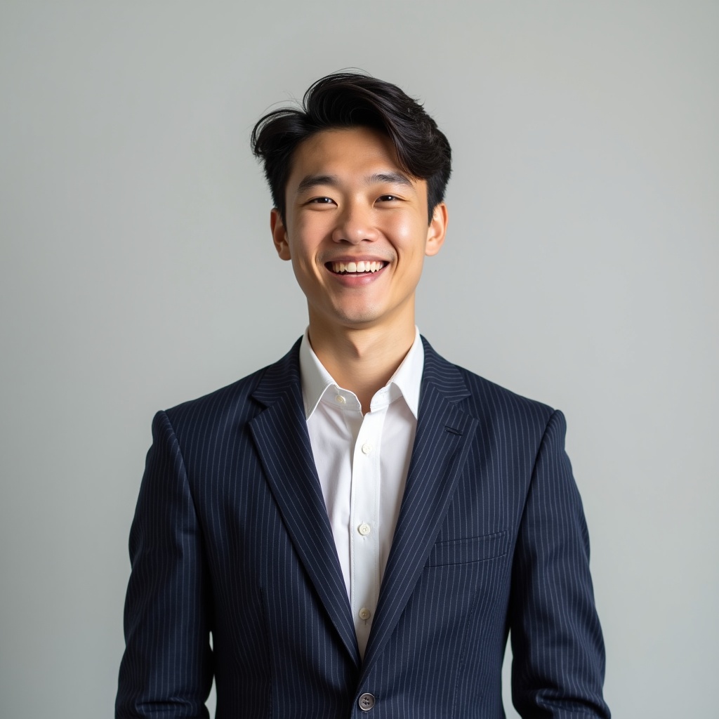 Young man in suit smiling indoors Young man in suit smiling indoors